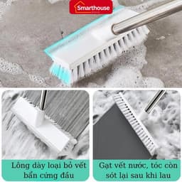 Cây Chà Sàn Nhà Tắm Đa Năng 2 trong 1, Chổi Cọ Sàn Gạt Nước Thông Minh Có Tay Cầm Dài 2