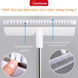 Cây Chà Sàn Nhà Tắm Đa Năng 2 trong 1, Chổi Cọ Sàn Gạt Nước Thông Minh Có Tay Cầm Dài 3