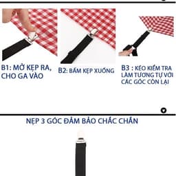 Bộ 4 Kẹp giữ cố định Ga Giường Drap Chống Xê Dịch Kẹp drap góc 3 chấu 5