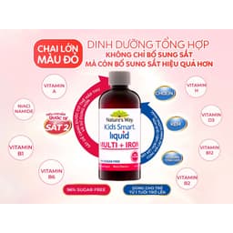 [Date T9/2029]Siro Bổ Sung Sắt Và Multi Vitamin Cho Bé Nature's Way Kids Smart Liquid Multi + Iron  200ml 7
