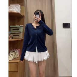 [Deal Mở Bán] Áo Khoác Cardigan Trơn Basic Nhiều Màu Mùa Thu Đông Kiểu Dáng Tiểu Thư Chất Thun Gân Tăm Dày Dặn 3