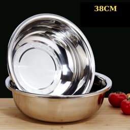 Thau inox đa năng inox 304 - Chậu inox cao cấp dày dặn có viền cầm tay đường kính 18-32cm rửa trái cây làm nồi nấu 2