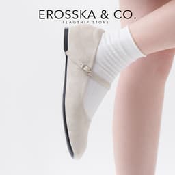 [EROSSKA] - Giày búp bê nữ quai ngang phối khóa basic cao 1cm màu nâu đậm - EL094 4