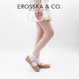 [EROSSKA] - Giày búp bê nữ quai ngang phối khóa basic cao 1cm màu nâu đậm - EL094 5