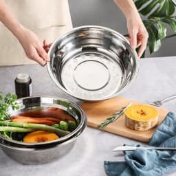 Thau Inox Đủ Size Loại Dày Bóng Đẹp Rửa Rau Củ,Trộn Salad,Ướp Thịt Tiện Lợi Đủ Size 9
