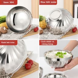 Tô chén bát inox kiểu dáng Hàn Quốc 2 lớp cách nhiệt ,Tô Chén inox cao cấp đủ kích cỡ 7