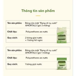 Bông Mút Rửa Mặt Bọt Biển AMORTALS 1 Miếng - 3 Miếng, Bông Rửa mặt Bọt Biển AMORTALS Tạo bọt, làm sạch da mặt 3