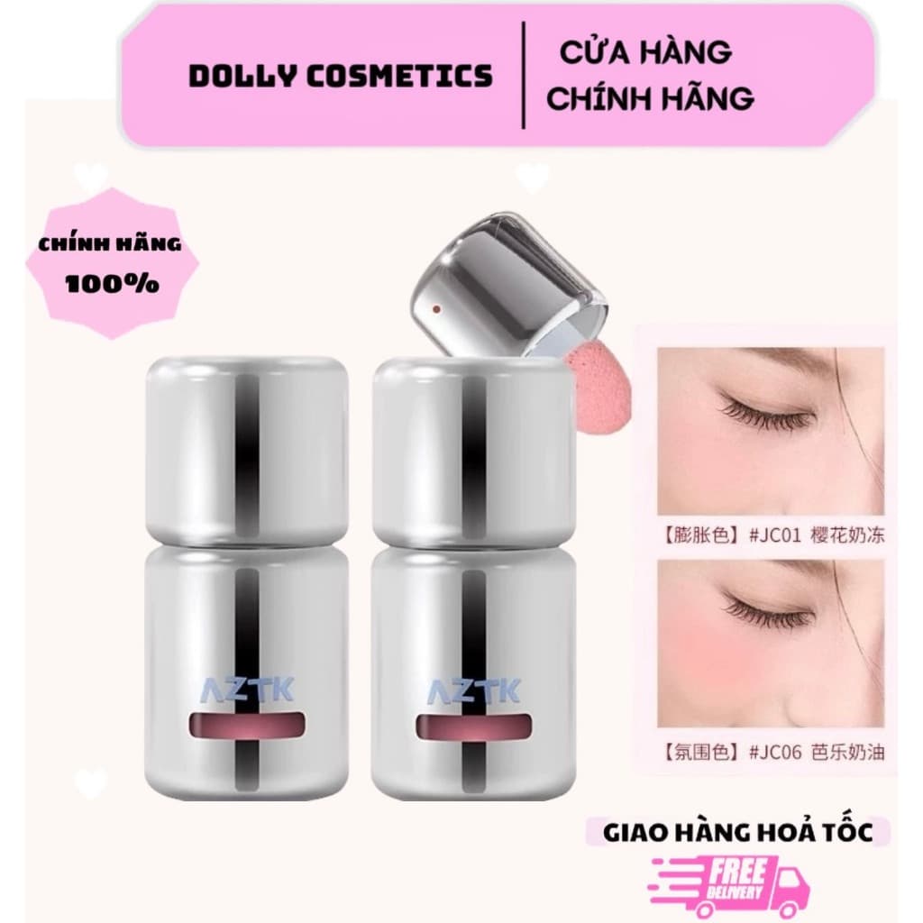 [TẶNG MÚT] Má Hồng Kem AZTK Dạng Lỏng Đầu Nấm, Vỏ Bạc Mới, Căng Bóng và Mờ Lì Tự Nhiên 5ml