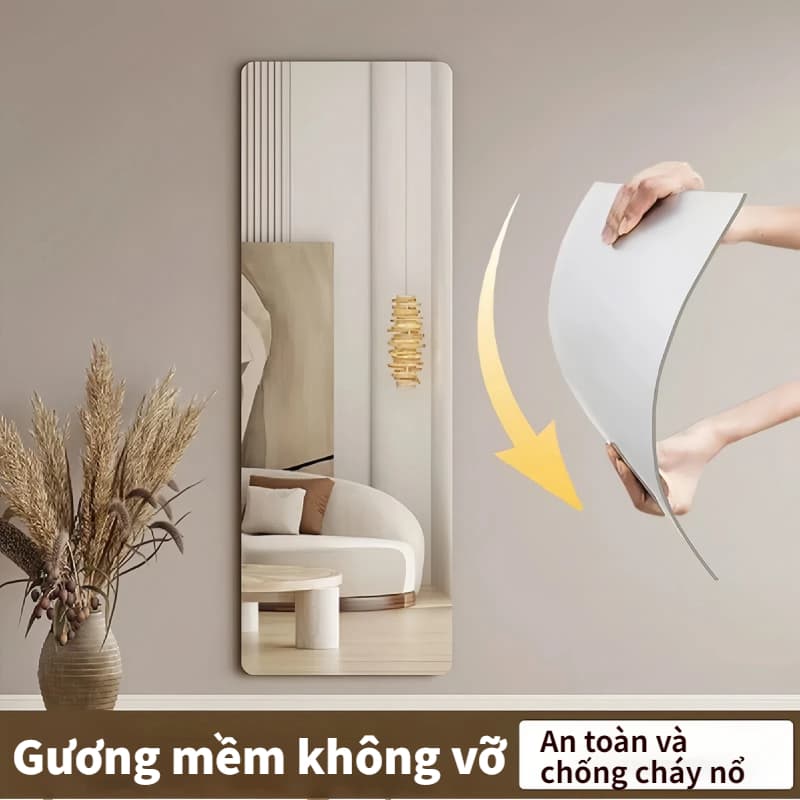 【Chống vỡ】Gương treo tường toàn thân cao cấp dùng trang trí phòng, tặng kèm miếng dán