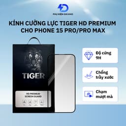 Cường lực full màn iPhone Tiger HD Premium Screen Guard cho 15 Pro/ Pro Max chống vân tay 1