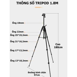 Tripod Điện Thoại Kiêm Chân Máy Ảnh F-180ST - Quay 360 Độ Chắc Chắn, Dùng Để Quay Phim Chụp Ảnh - Chiều Cao 55-180cm 9
