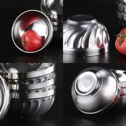 Combo 2 Bát Cơm  inox 2 lớp cách nhiệt họa tiết xoắn đường kính 11,5cm Chén ăn cơm bằng inox cao cấp 6