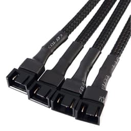 Cáp chia 4 chân 4 pin  fan 12V PWM bọc lưới màu đen 26,5cm 7