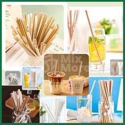 Combo 100-200 ống hút giấy kraft nâu LOẠI 1, trắng cao cấp, 3 lớp dày dặn,đa dạng size, dùng tại quán, take away Mixmore 8