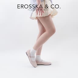 [EROSSKA] - Giày búp bê nữ quai ngang phối khóa basic cao 1cm màu nâu đậm - EL094 6