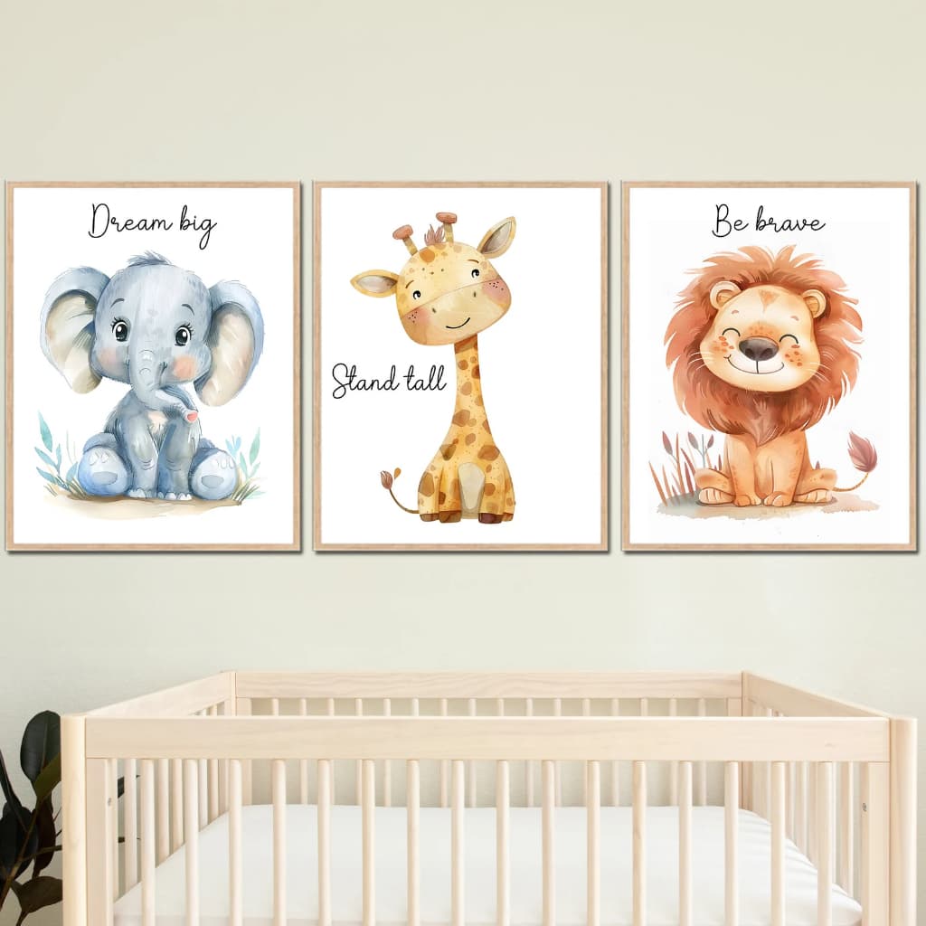 Set 3 tranh treo tường trang trí phòng trẻ em - Bộ tranh canvas treo phòng ngủ cho bé họa tiết đáng yêu NEW2837