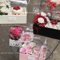 Combo 5 hộp 2 ngăn đựng bánh và hoa, hộp quà 2 ngăn 2
