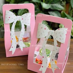 [THANH  LÝ] 10 Hộp 4 ô Quai Xách Kèm Nơ đựng bánh, hũ yến sào, quà tặng 2