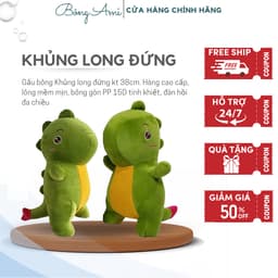 Gấu bông khủng long đứng, thú nhồi bông cho bé, bông mềm cao cấp kt 38cm 1