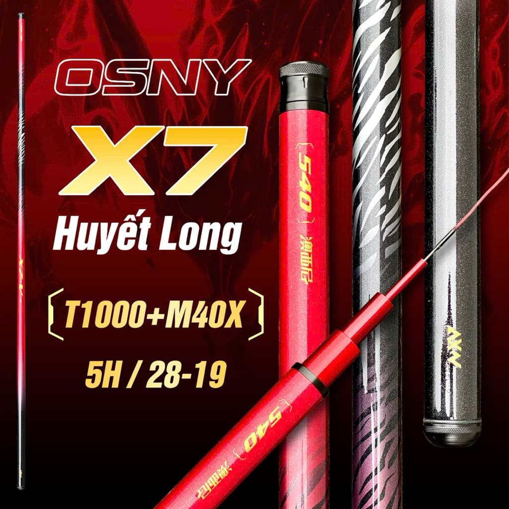 OSNY X7 Huyết Long – Cần Tay Săn Hàng Nhẹ, Thân Cần Khỏe, Giữ Cá Tốt Bảo Hành 2 Năm 2 Lóng Trừ Gốc