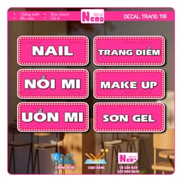 Decal Dán Trang Trí Tiệm Tóc, Barber, Nail, Mi Chống Nước, Decal Tranh Dán Menu Hair Salon, BarberShop. 1