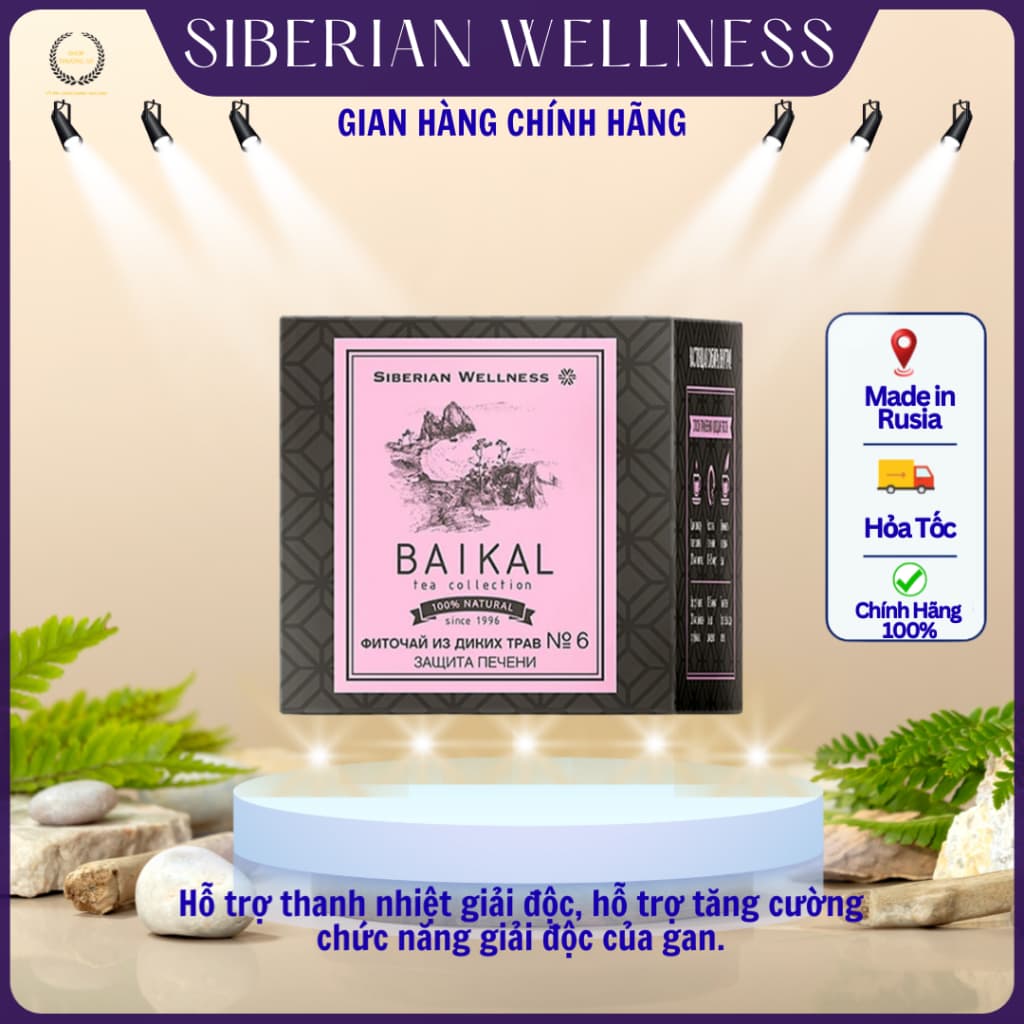 [ TRÀ GAN  ] - Trà thảo mộc Siberian Baikal tea N6, thanh lộc, hỗ trợ chức năng gan - Hộp 30 gói