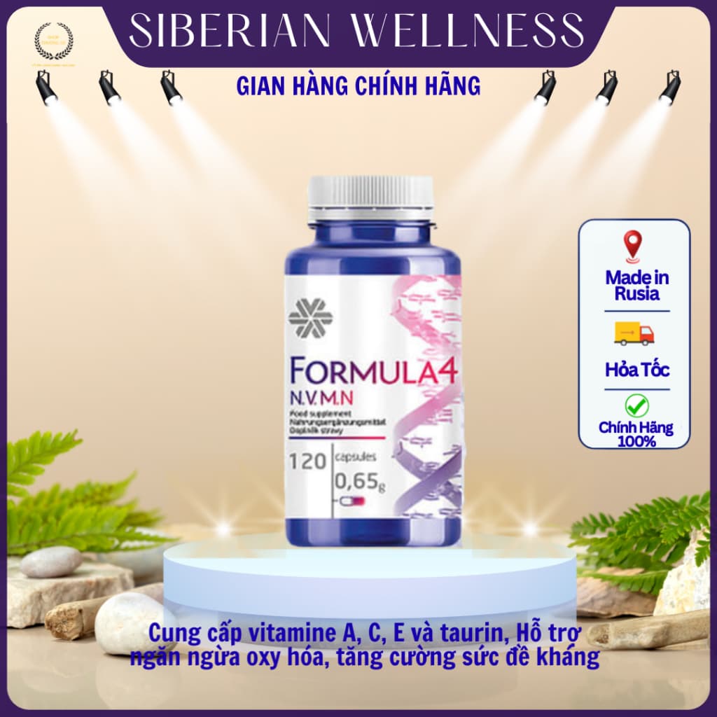 Thực phẩm Siberian novomin FORMULA 4, hỗ trợ ngăn oxy hóa , bảo vệ tế bào cơ thể - Hộp 120v