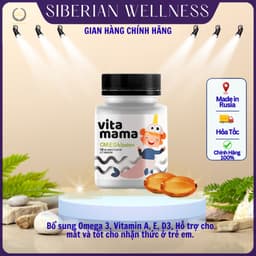 Thực phẩm VitaMama Siberian Omega-3, bổ sung dinh dưỡng, tác dụng tốt cho mắt và não bộ trẻ, Hộp 90v 1