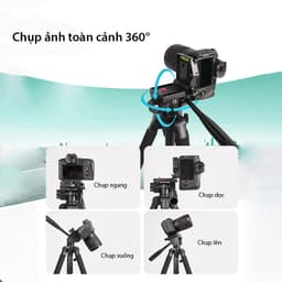 Tripod Điện Thoại Kiêm Chân Máy Ảnh F-180ST - Quay 360 Độ Chắc Chắn, Dùng Để Quay Phim Chụp Ảnh - Chiều Cao 55-180cm 4
