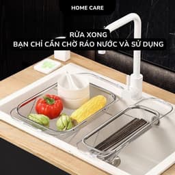 Rổ Lưới Inox Gác Bồn Rửa Bát, Rổ Rửa Rau Củ Quả Úp Chén Đĩa Ráo Nước Có Thể Thu Gọn Đa Năng G9 6