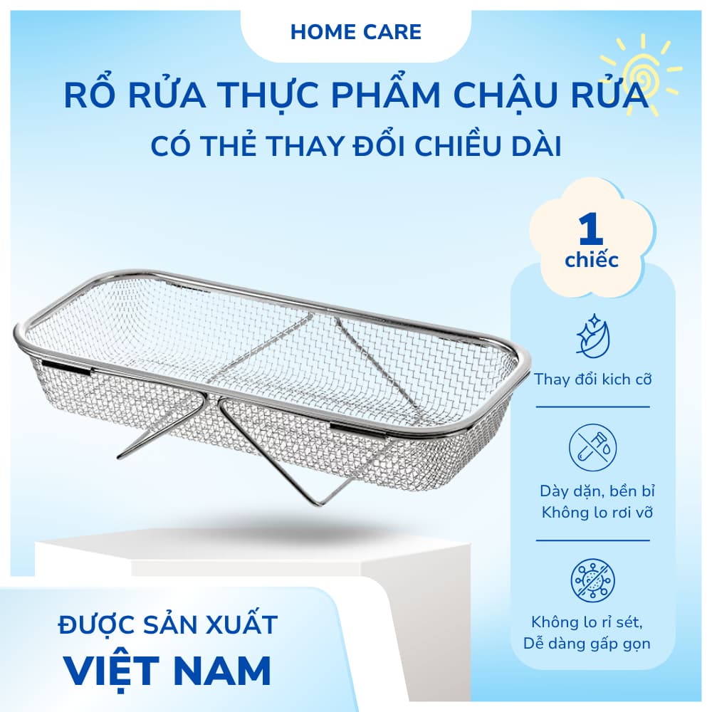 Rổ Lưới Inox Gác Bồn Rửa Bát, Rổ Rửa Rau Củ Quả Úp Chén Đĩa Ráo Nước Có Thể Thu Gọn Đa Năng G9