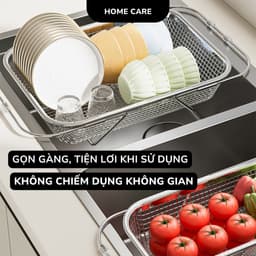 Rổ Lưới Inox Gác Bồn Rửa Bát, Rổ Rửa Rau Củ Quả Úp Chén Đĩa Ráo Nước Có Thể Thu Gọn Đa Năng G9 2