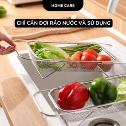 Rổ Lưới Inox Gác Bồn Rửa Bát, Rổ Rửa Rau Củ Quả Úp Chén Đĩa Ráo Nước Có Thể Thu Gọn Đa Năng G9 4