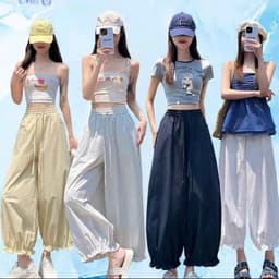 [ DEAL MỞ BÁN - GIÓ XỊN ] Quần Bom Thụng Nữ Chất Gió Mềm Cạp Chun Có Dây Rút 2