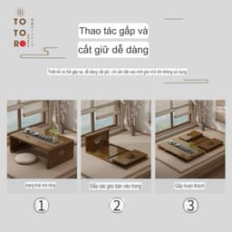 Bàn ZATAKU Kiểu Nhật Gỗ Tăm Tre Cao Cấp, Bàn Trà Ngồi Bệt Gấp Gọn TOTOROHOUSE 4