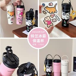 Bình giữ nhiệt Inox 316 chống gỉ dung tích lớn 720ml Cốc giữ nhiệt 2 đầu vòi uống tặng kèm phụ kiện 4