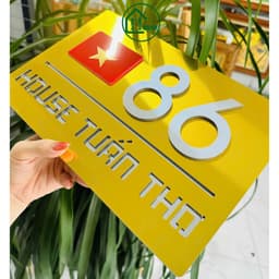 Biển số nhà. Bảng số nhà số nổi  3mm chìm âm bản, ngoài trời 5