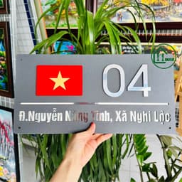 Biển số nhà. Bảng số nhà số nổi  3mm chìm âm bản, ngoài trời 4