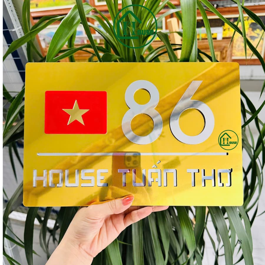 Biển số nhà. Bảng số nhà số nổi  3mm chìm âm bản, ngoài trời