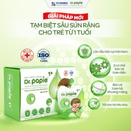 Gạc răng miệng Dr.papie cho bé Từ 1 tuổi ngăn ngừa sâu ,sún răng Hộp 30 gói 2