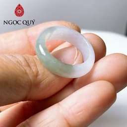 Nhẫn cẩm thạch A Myanmar - nhẫn ngọc phỉ thúy type A chất nếp băng màu uyên ương LM10 - Ngọc Quý 1