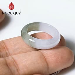 Nhẫn cẩm thạch A Myanmar - nhẫn ngọc phỉ thúy type A chất nếp băng màu uyên ương LM10 - Ngọc Quý 3