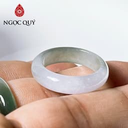 Nhẫn cẩm thạch A Myanmar - nhẫn ngọc phỉ thúy type A chất nếp băng màu uyên ương LM10 - Ngọc Quý 2