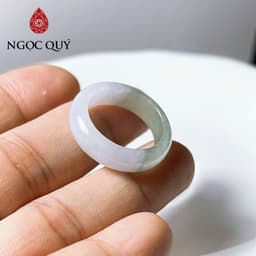 Nhẫn cẩm thạch A Myanmar - nhẫn ngọc phỉ thúy type A chất nếp băng màu uyên ương LM10 - Ngọc Quý 4