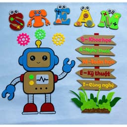 Đồ mầm non steam, robot steam 2025, nhân vật robot ngộ nghĩnh kết hợp màu sắc sặc sỡ 4