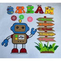 Đồ mầm non steam, robot steam 2025, nhân vật robot ngộ nghĩnh kết hợp màu sắc sặc sỡ 5