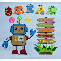 Đồ mầm non steam, robot steam 2025, nhân vật robot ngộ nghĩnh kết hợp màu sắc sặc sỡ 3
