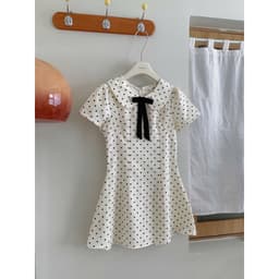 Váy ngắn tay cổ sen đính nơ họa tiết chấm bi chiết eo nhẹ nhàng dáng xòe xixeoshop - V26, V73 5