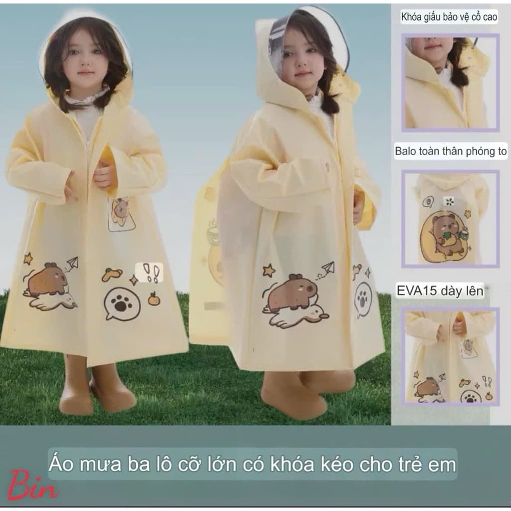 Áo Mưa Trẻ Em Mẫu Mới 2025 có mũ,họa tiết dễ thương [ab]