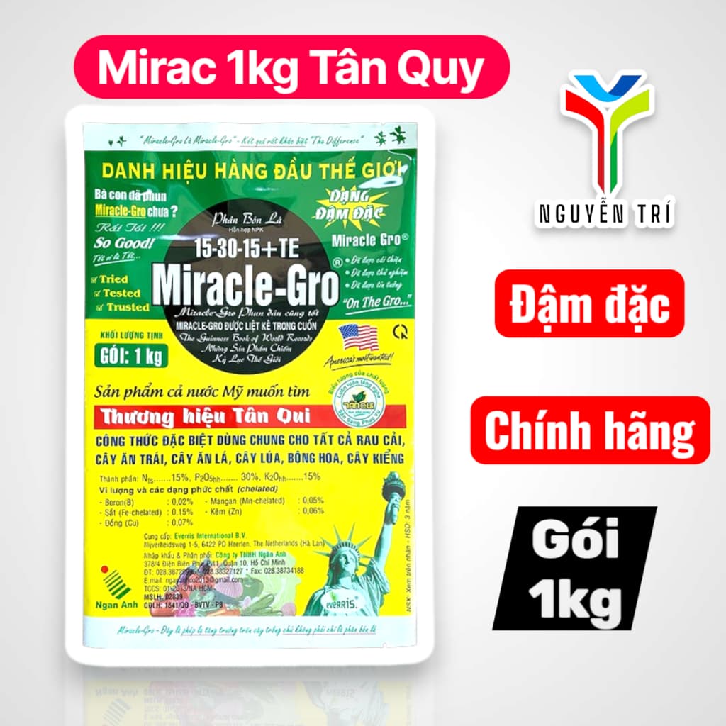 Phân Bón Lá Miracle-Gro (15-30-15+TE) Gói 1kg - Phân Bón Mỹ Cao Cấp, Kích Rễ, Ra Hoa, Đậu Trái